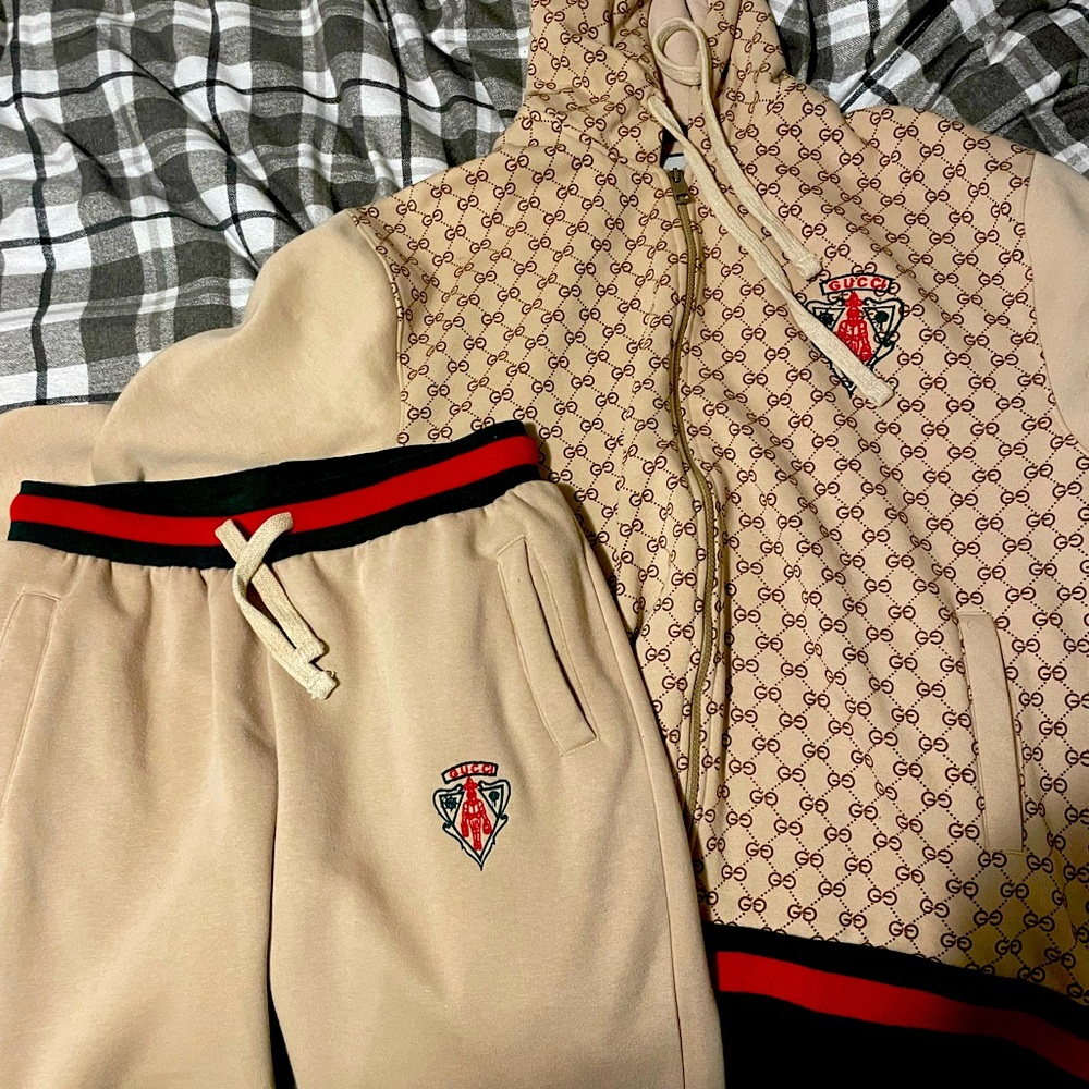 Tan Gucci suit. It fit great but I lost weight recently and it’s too big for me